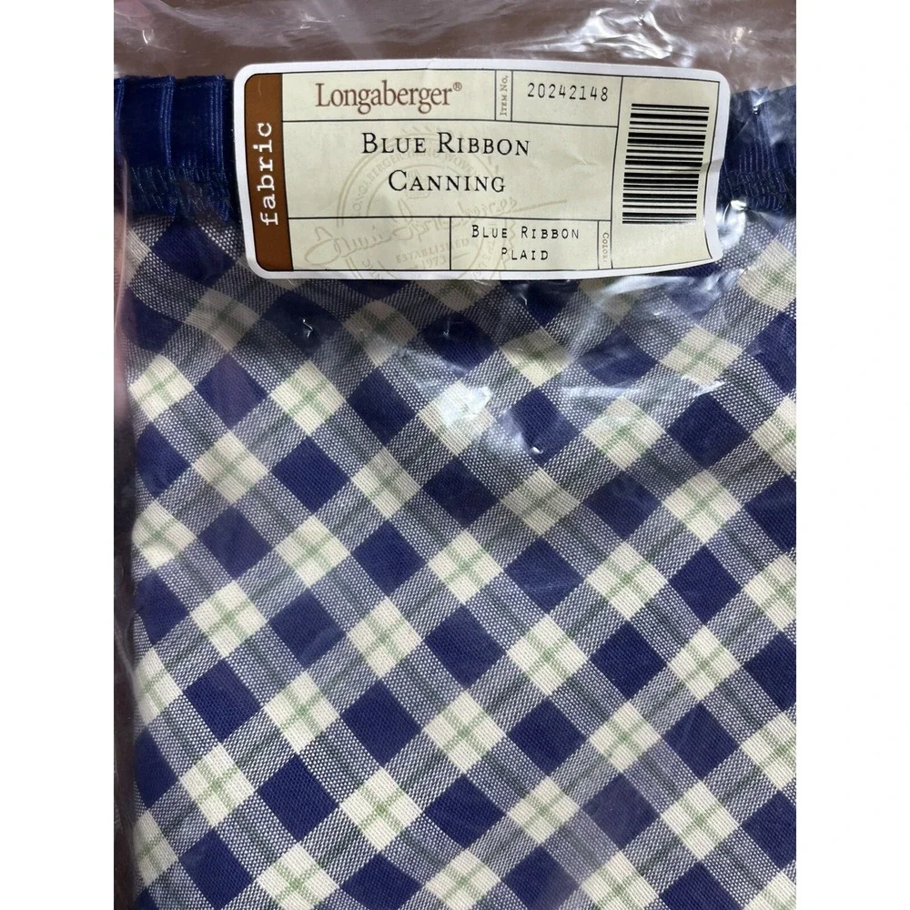 Longaberger Basket Liner Blue Ribbon Plaid Liner Canning Basket Liner